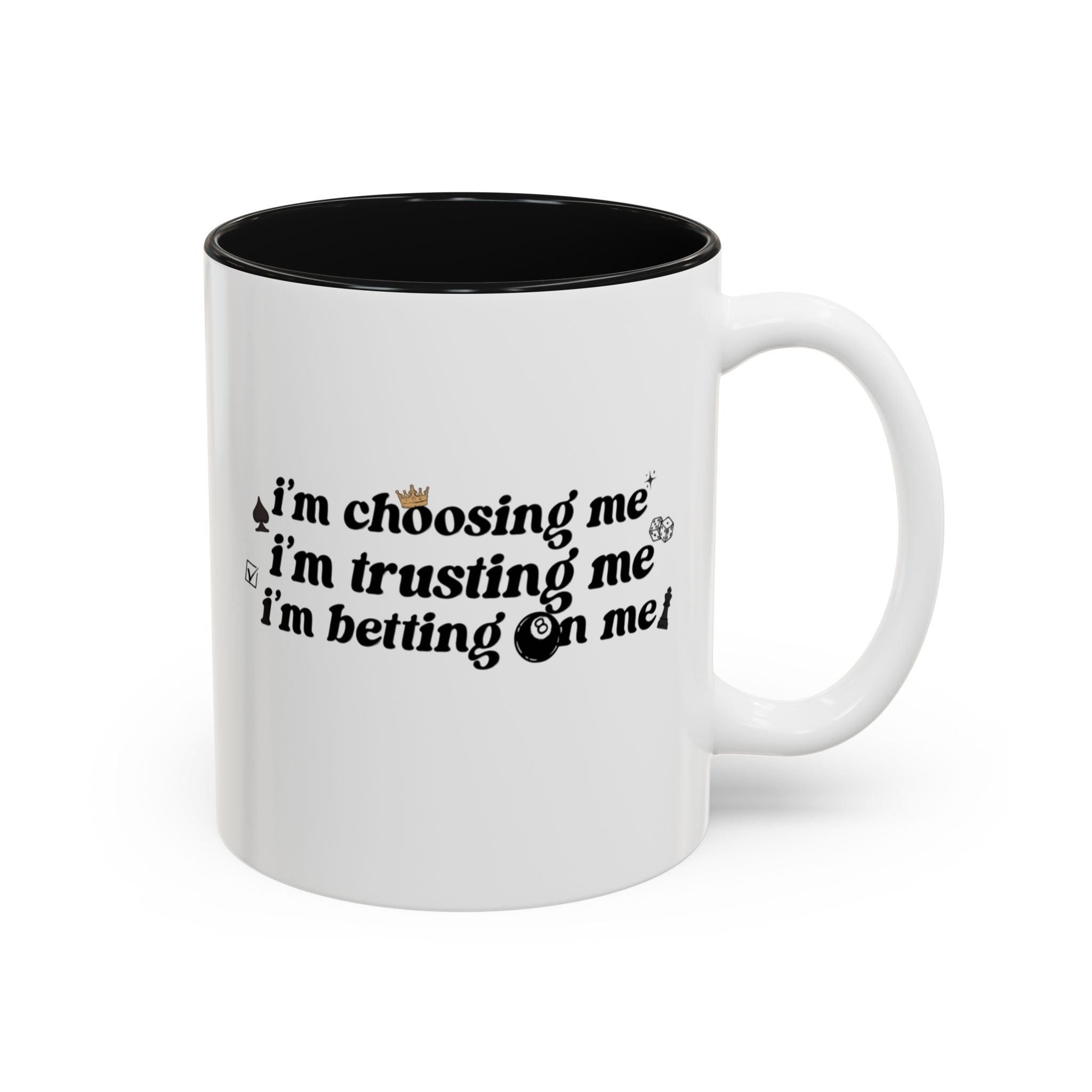 Betting on Me 8-Ball Accent Mug | Motivational Coffee Mug for Creators & Entrepreneurs (11oz/15oz)