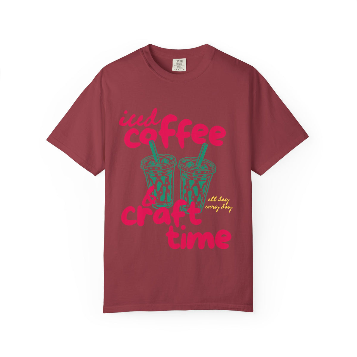 Iced Coffee and Craft Time Comfort Colors Single Sided Tee