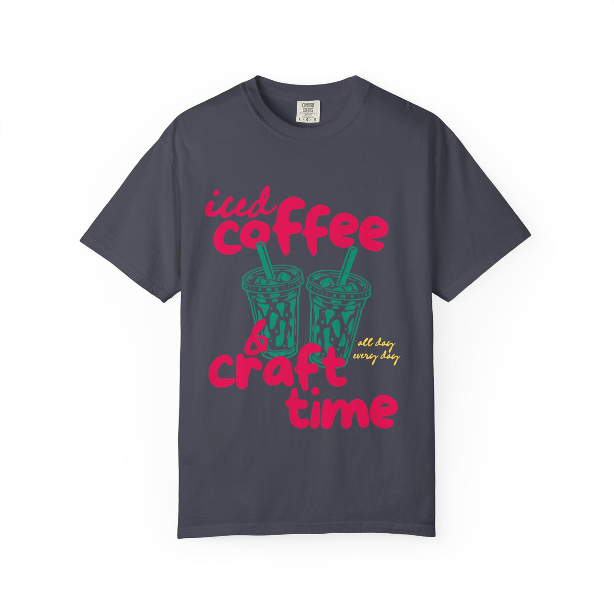 Iced Coffee and Craft Time Comfort Colors Single Sided Tee