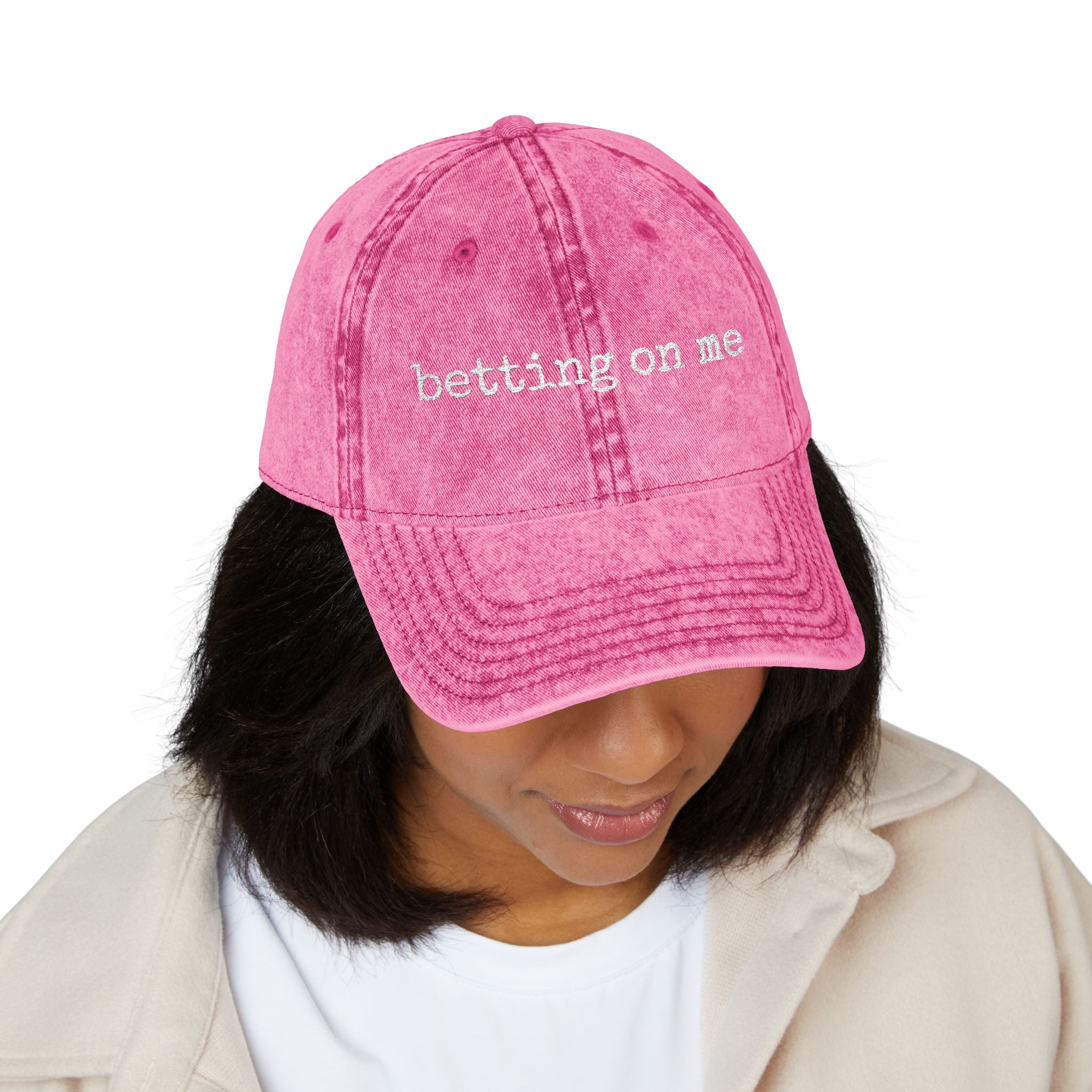 Vintage Embroidered Cap — "Betting On Me" Distressed Baseball Hat