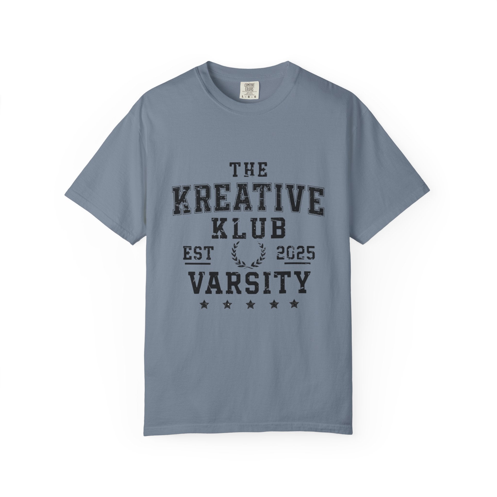 The Kreative Klub Varsity Comfort Colors Single Sided Tee