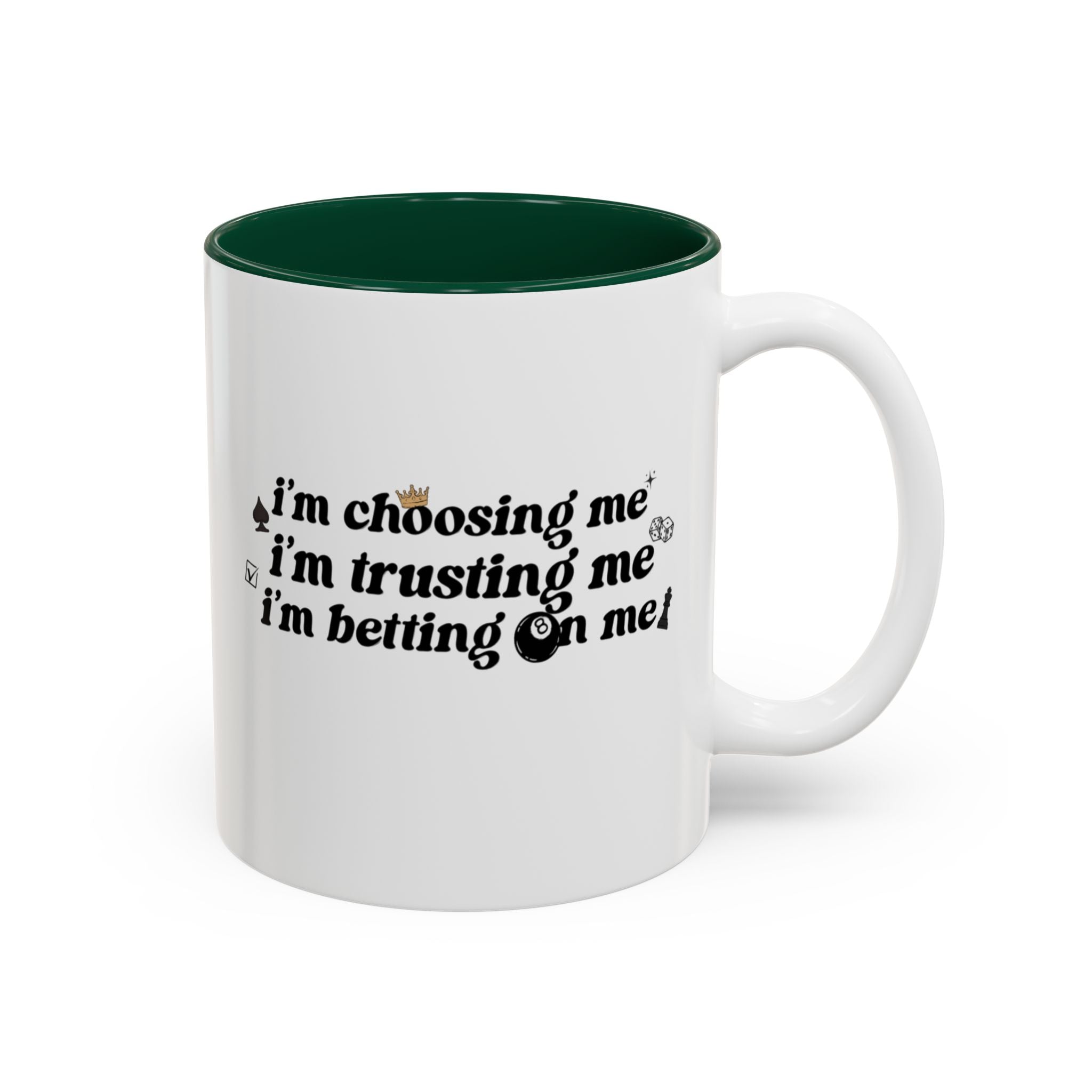 Betting on Me 8-Ball Accent Mug | Motivational Coffee Mug for Creators & Entrepreneurs (11oz/15oz)
