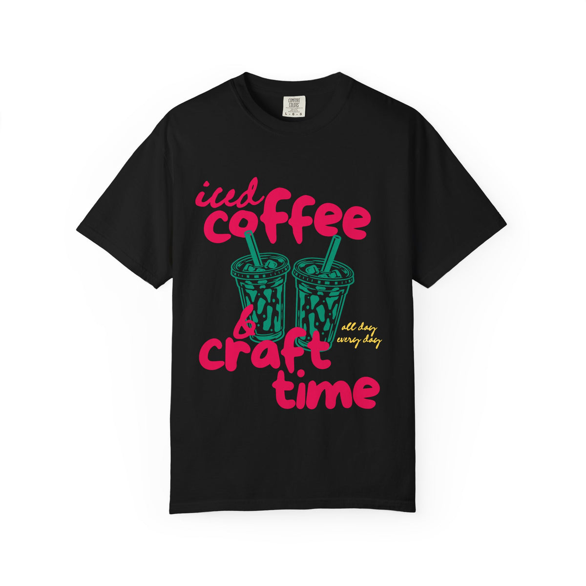 Iced Coffee and Craft Time Comfort Colors Single Sided Tee