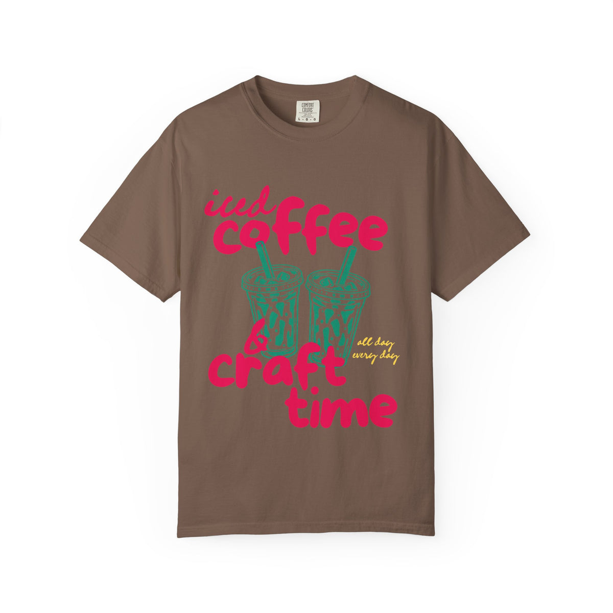 Iced Coffee and Craft Time Comfort Colors Single Sided Tee