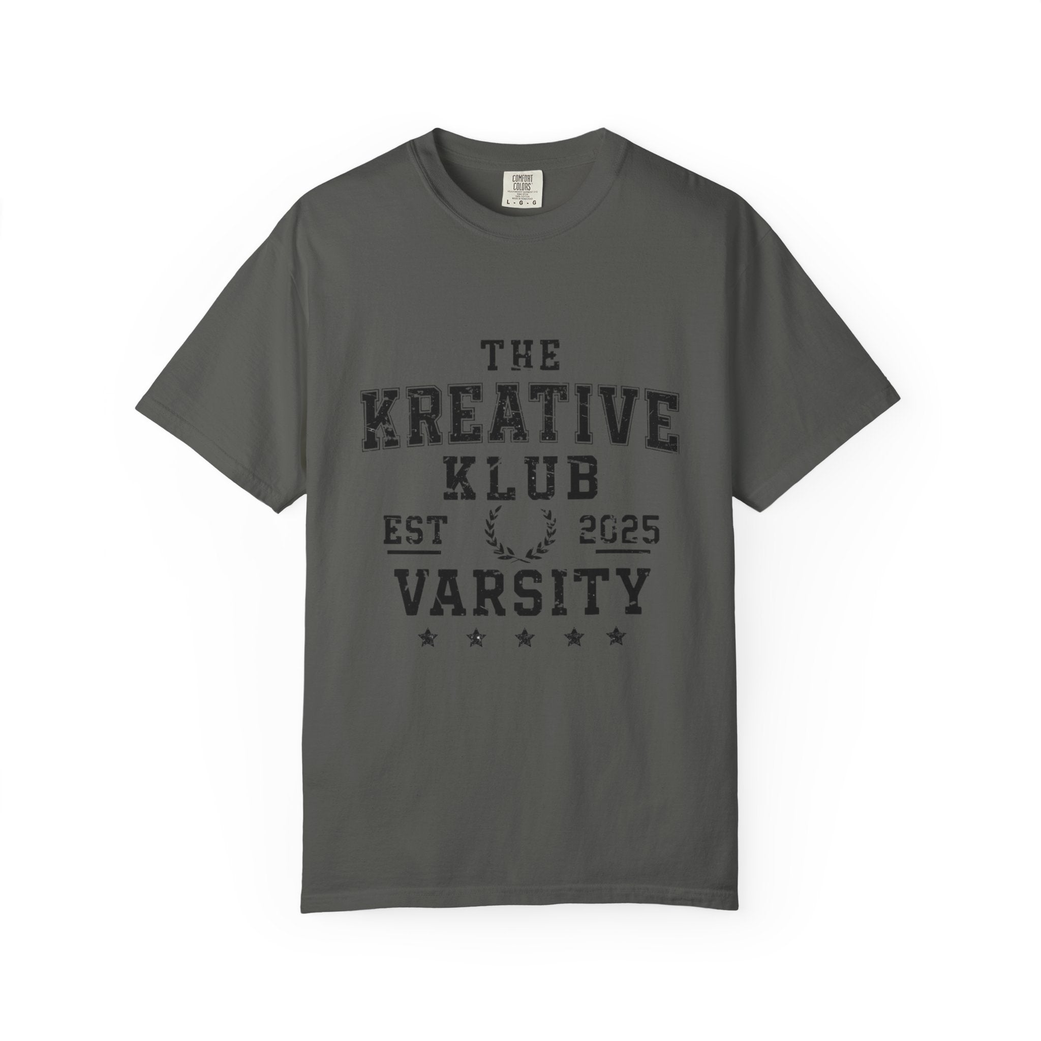 The Kreative Klub Varsity Comfort Colors Single Sided Tee