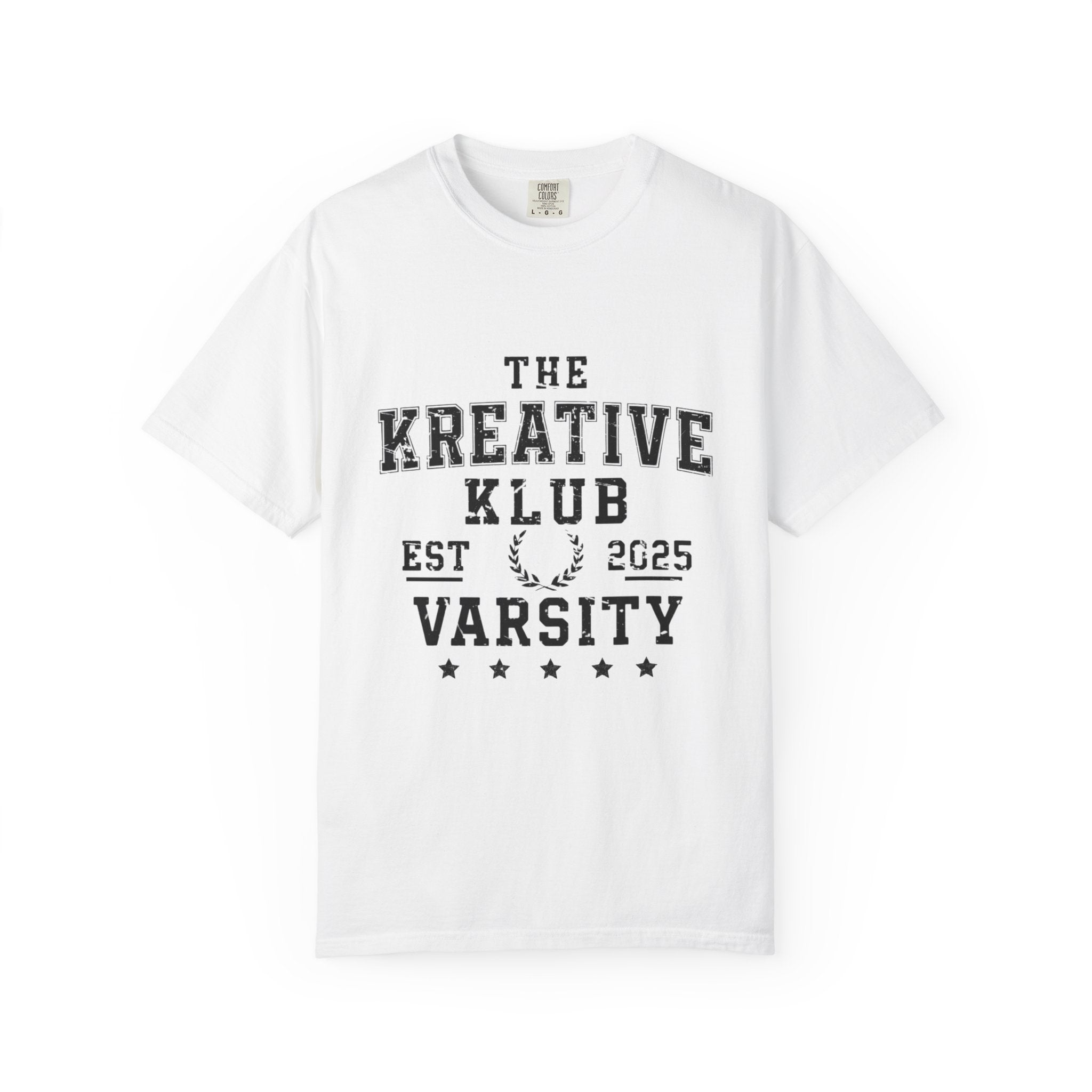 The Kreative Klub Varsity Comfort Colors Single Sided Tee