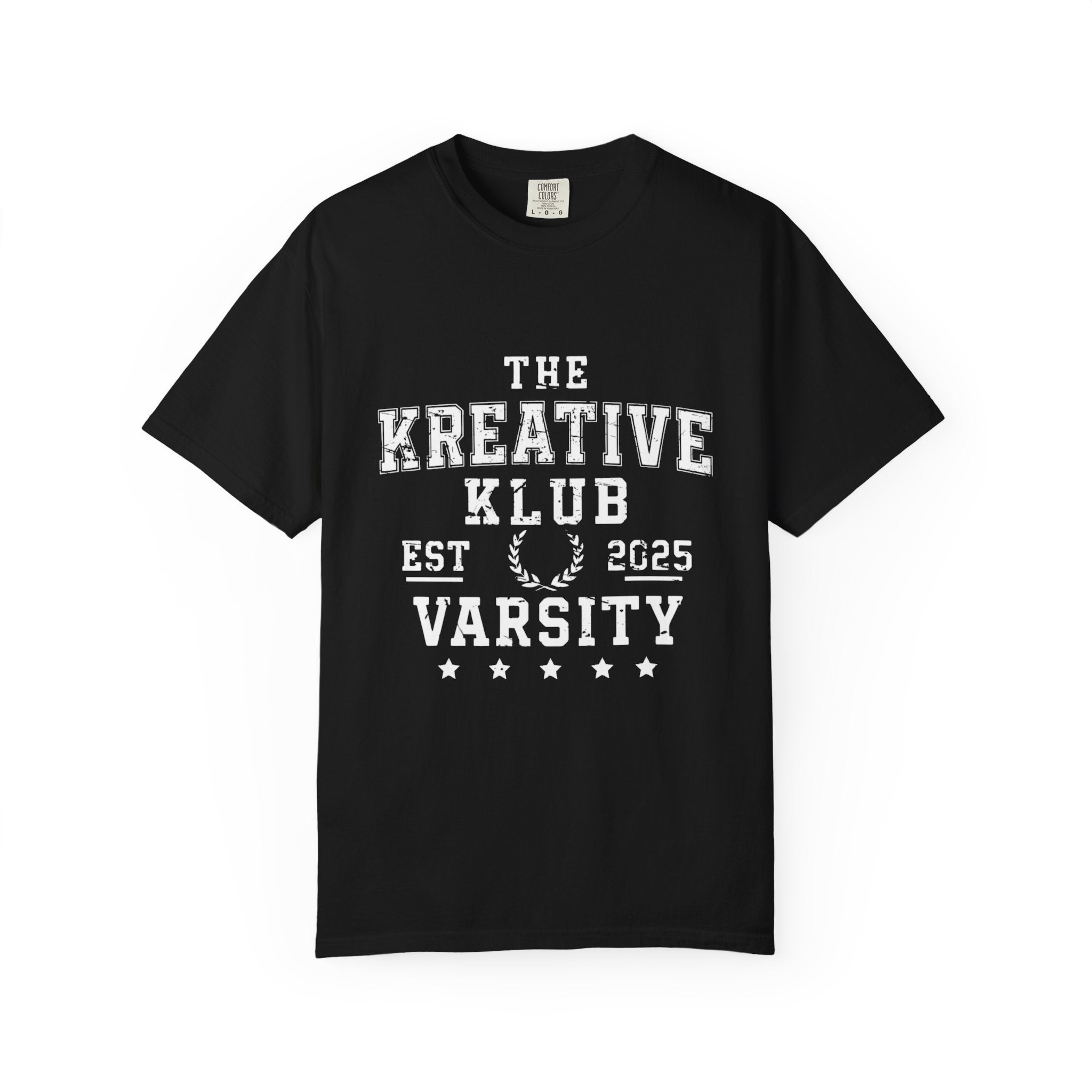 The Kreative Klub Varsity Comfort Colors Single Sided Tee