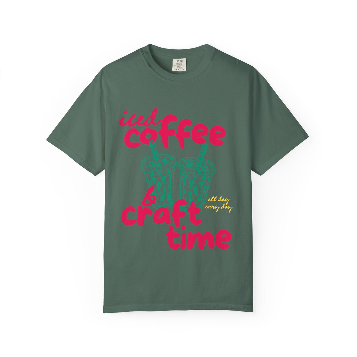 Iced Coffee and Craft Time Comfort Colors Single Sided Tee